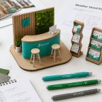 mobilier pour stand exposition vue flat-lay modulaire