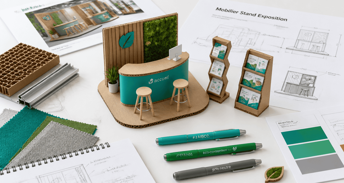 mobilier pour stand exposition vue flat-lay modulaire