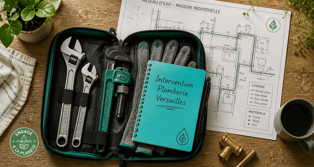 outils plombier versailles sur plan de travail