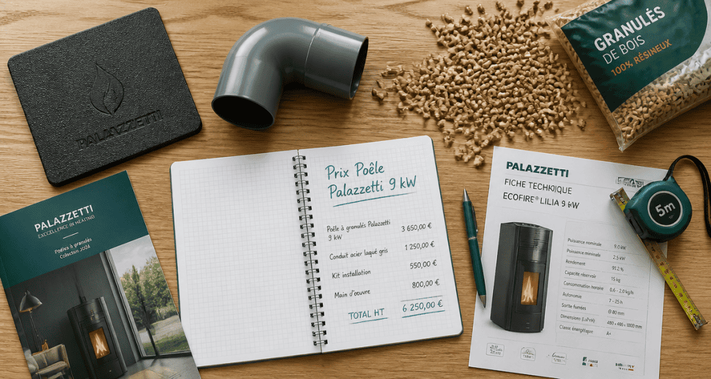 poêle à granulés palazzetti 9kw prix flat-lay