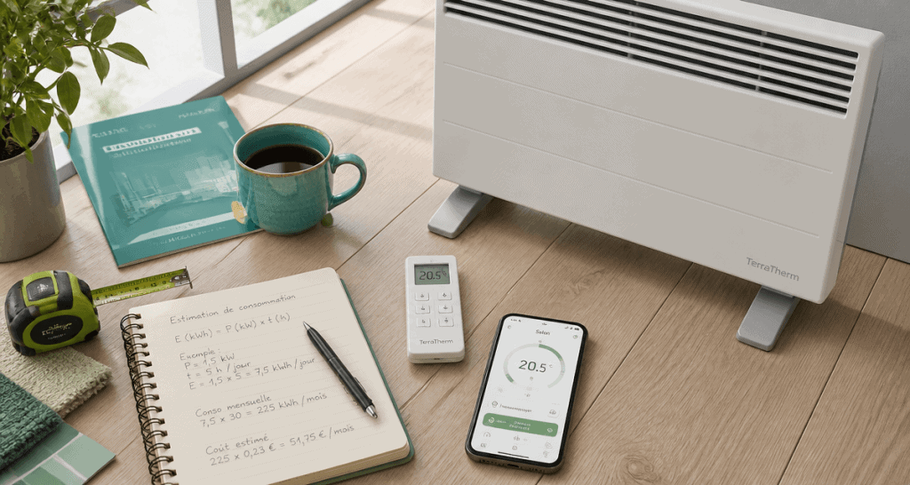 Radiateur à inertie consommation dans un bureau lumineux