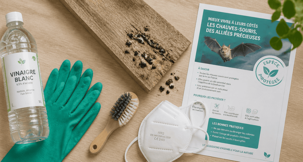 vinaigre blanc chauve souris sur plan de travail