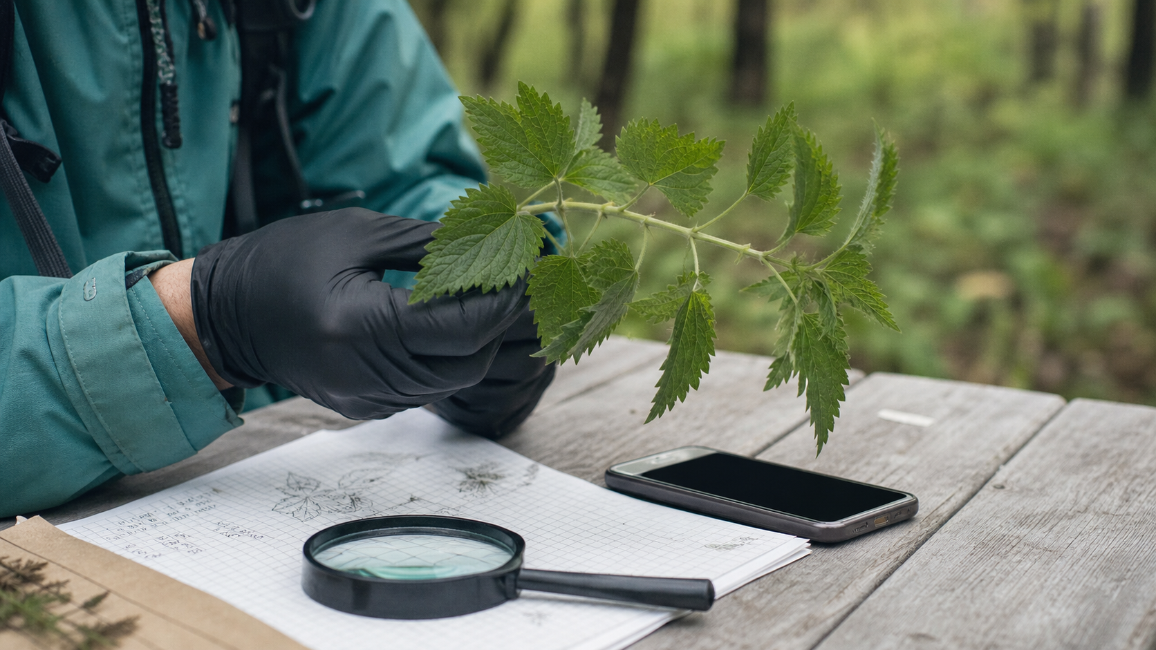 Comment reconnaitre une plante : loupe et feuilles