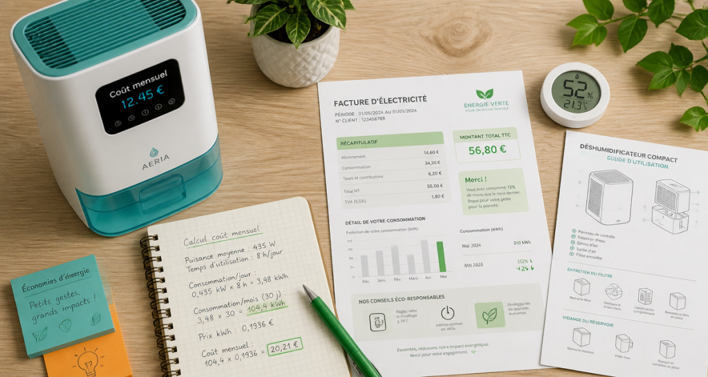 déshumidificateur consommation facture calcul