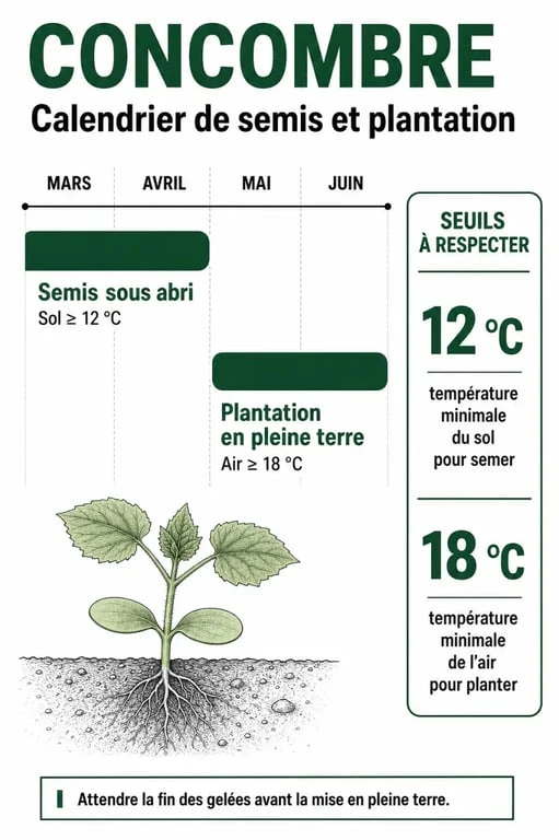Calendrier et conditions de plantation du concombre au potager