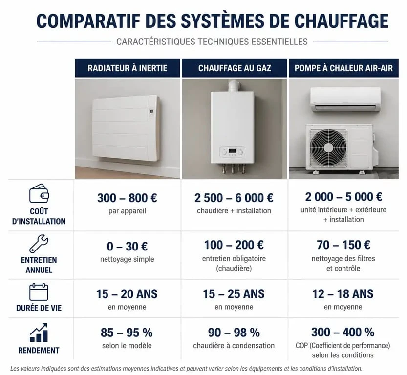 Comparatif des technologies de chauffage individuel électrique, gaz et pompe à chaleur