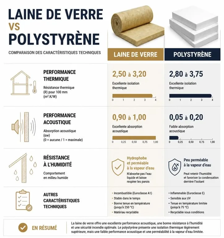 Comparatif technique entre l'isolation en laine de verre et en polystyrène pour la rénovation énergétique