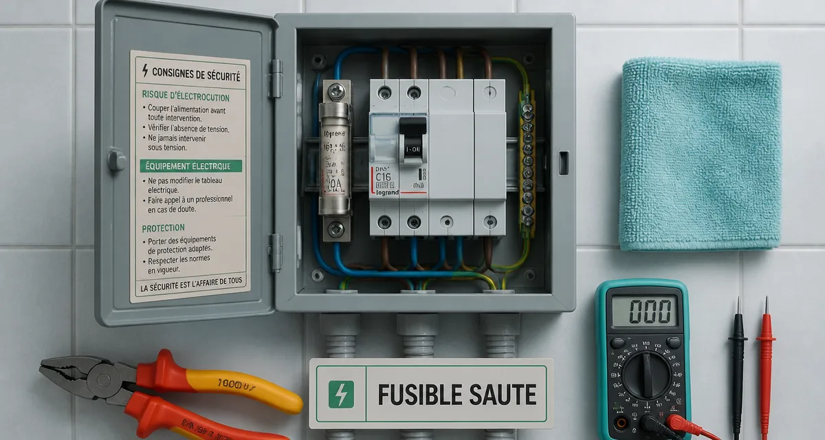 Fusible qui saute : tableau électrique ouvert