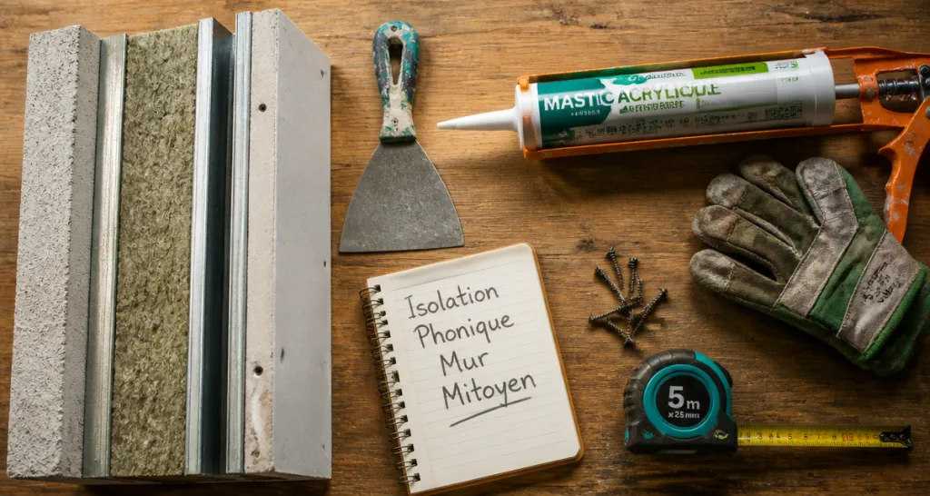 isoler phoniquement un mur mitoyen échantillon et outils