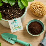 Larve de moucheron maison sur terreau plante cuisine