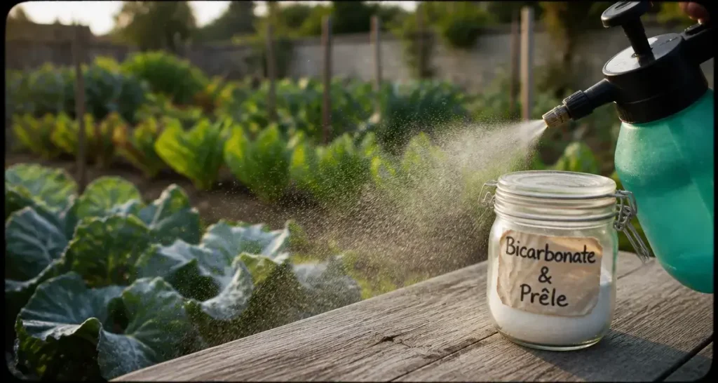 Par quoi remplacer la bouillie bordelaise : pulvérisation bicarbonate & prêle sur tomates contre l’oïdium