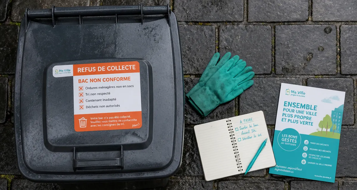 poubelle non ramassée que faire autocollant refus