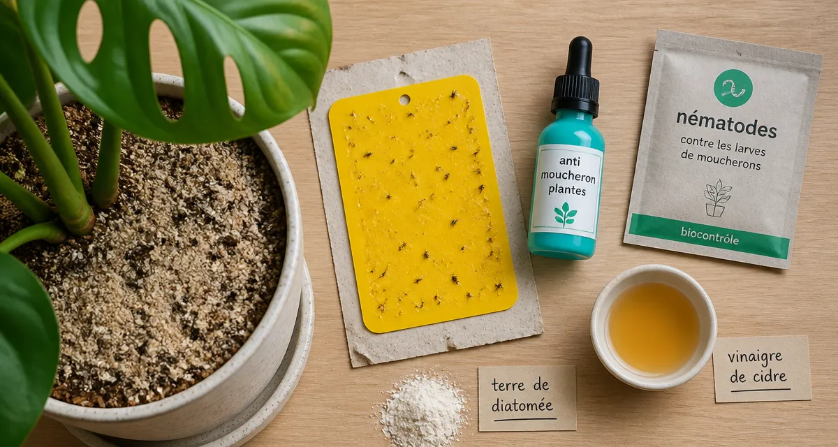 Produit anti moucheron plantes : plaque jaune, nématodes et diatomée contre moucherons