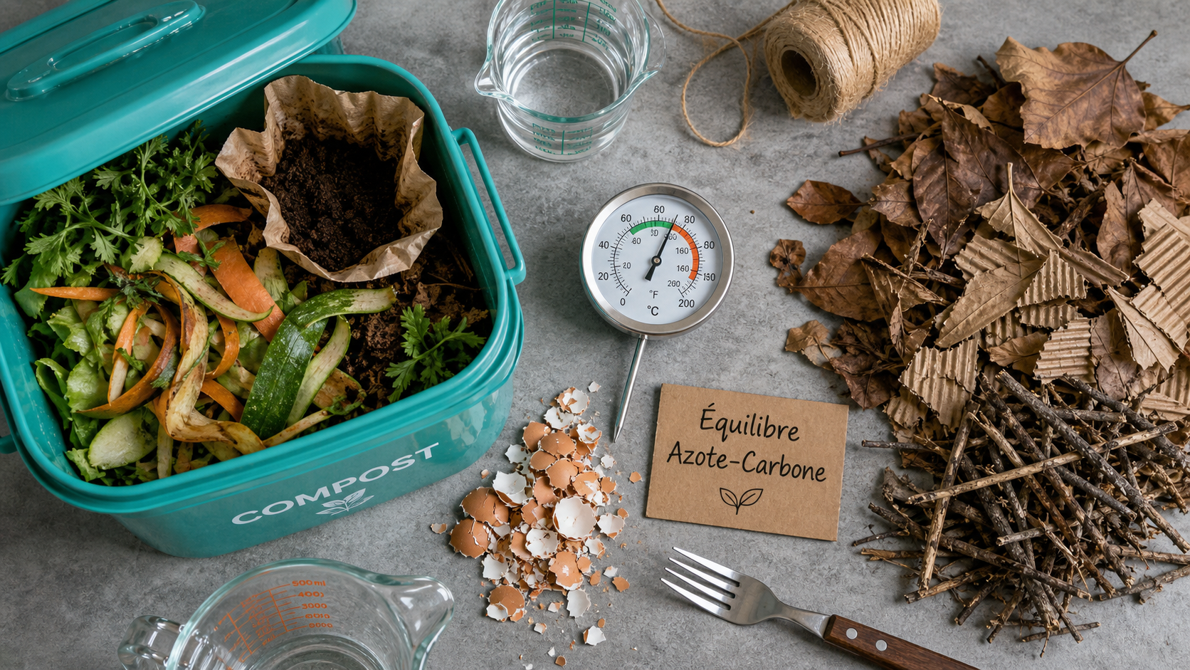 Que peut on mettre dans un composteur : restes verts et matières brunes, équilibre azote-carbone