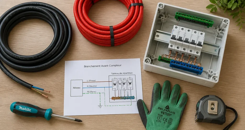 schéma branchement avant compteur edf avec câble et gaine
