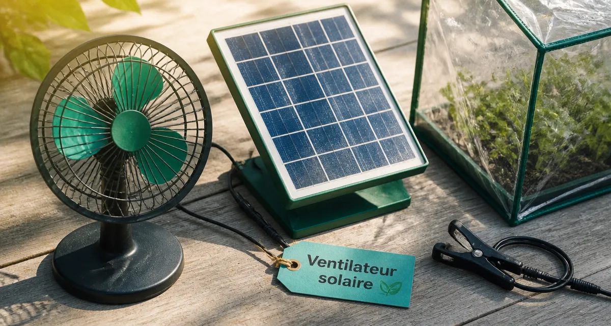 Ventilateur panneau solaire sur pied pour autonomie énergétique