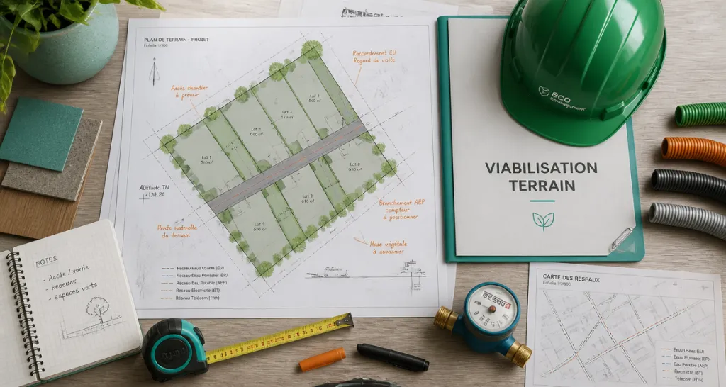 Viabilisation terrain EDF+eau+tel sur bureau d’architecte