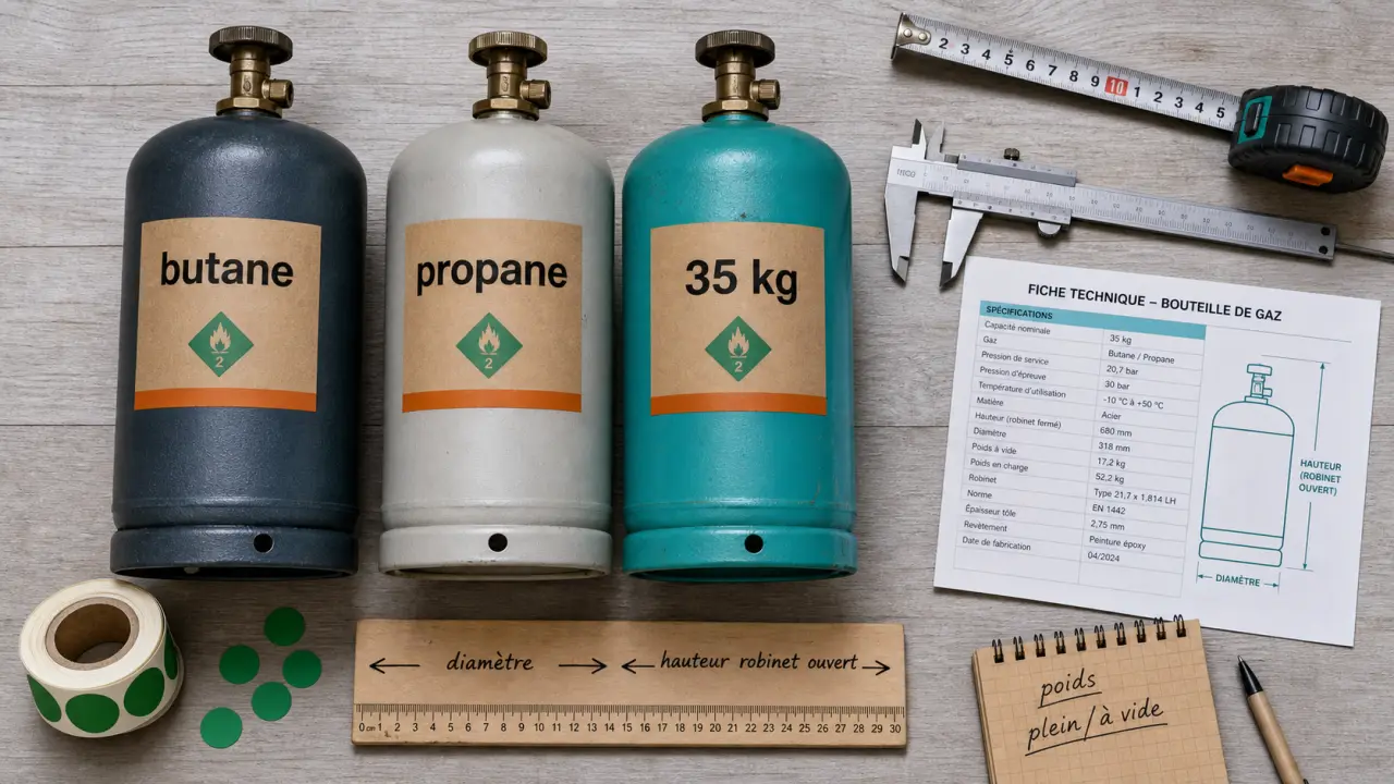 Bouteille de gaz dimension : diamètre hauteur poids butane ou propane