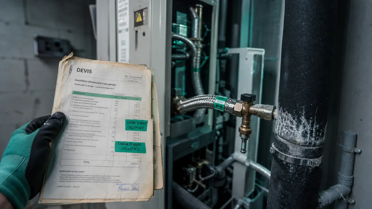 clim a eau perdue sans unité extérieure, tuyaux et évacuation dans un placard technique