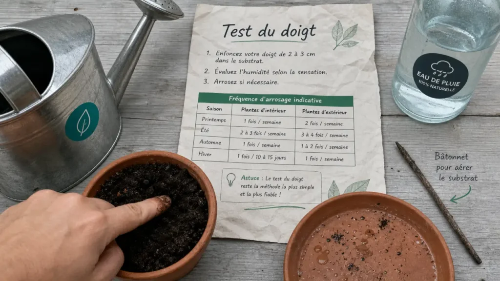 Comment arroser ses plantes d’intérieur : test du doigt pour éviter stress hydrique et pourriture