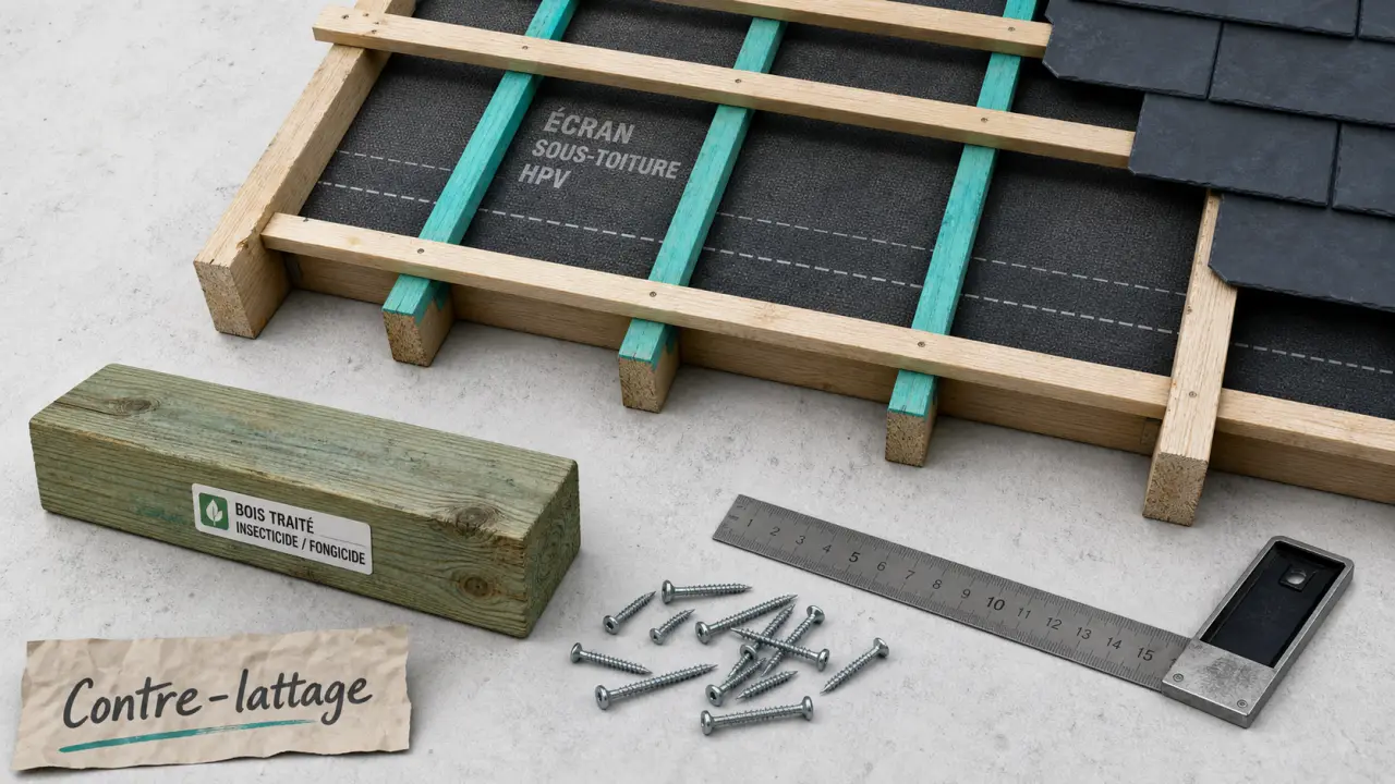 Contre lattage toiture : ventilation, contre-lattes 36 x 20 mm