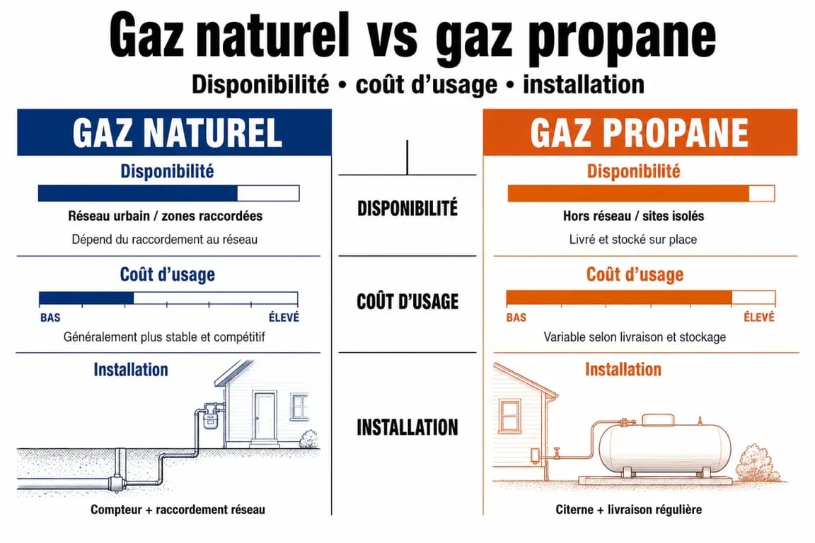 Comparatif des systèmes de chauffage maison gaz : gaz naturel vs gaz propane
