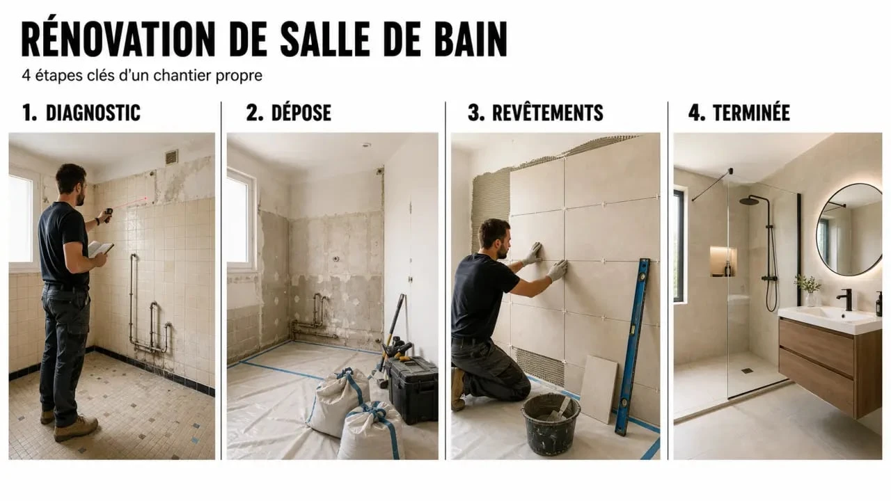 Renover une salle de bain : illustration des étapes clés du diagnostic à la finition