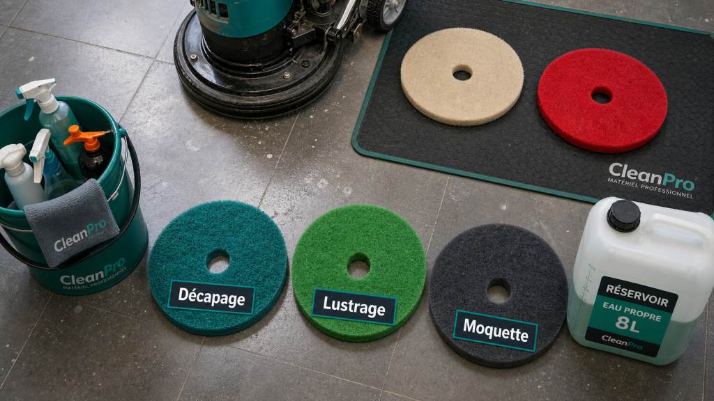 Monobrosse nettoyage avec pads pour carrelage
