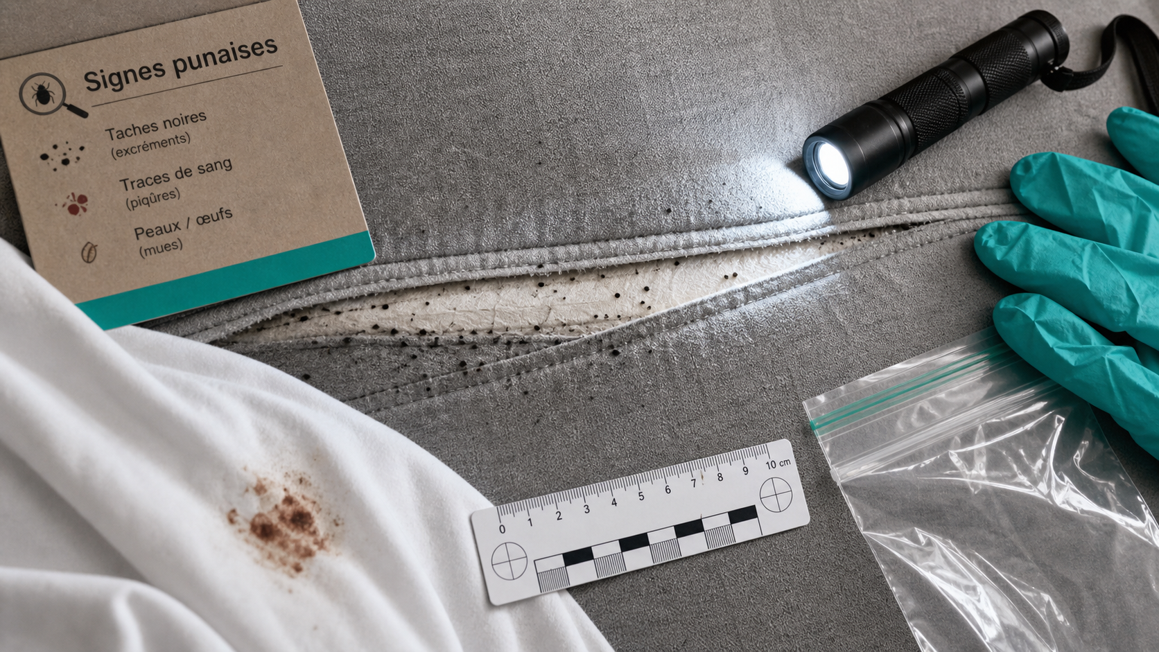Punaise de lit comment savoir : traces sur coutures du matelas