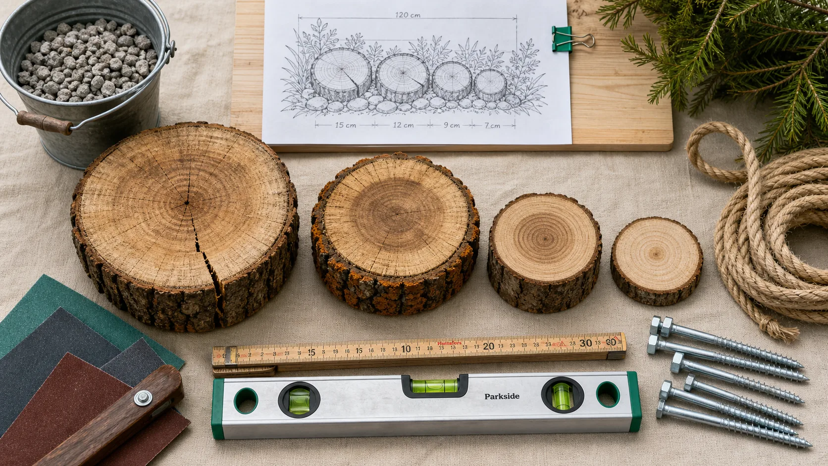 Que faire avec des rondins de bois dans le jardin : bordure, banc, chemin