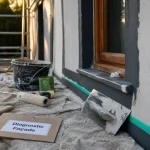 Solutions rénover ou embellir façade : enduit gris et peinture fraîche sur façade en rénovation