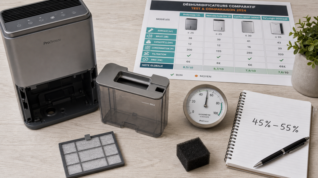 Test déshumidificateur que choisir pour 20 m² et 40 m², bruit discret