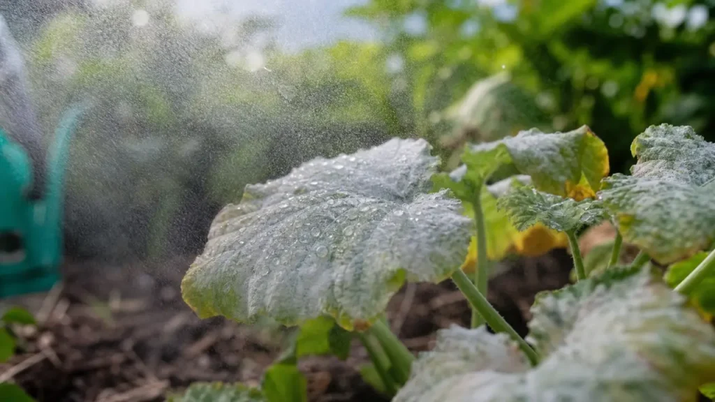Traitement oidium courgette : feuilles de courgette couvertes de blanc poudreux