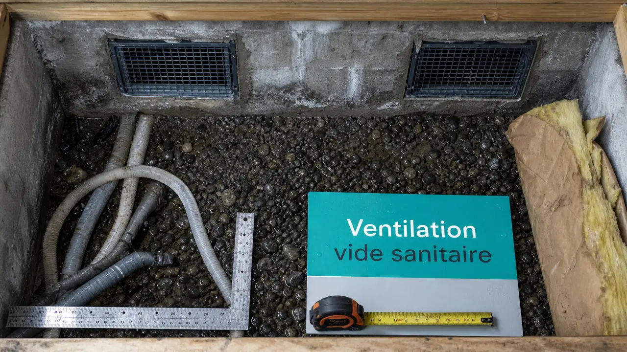 Ventilation pour vide sanitaire : 4 ouvertures anti-radon, humidité sous contrôle