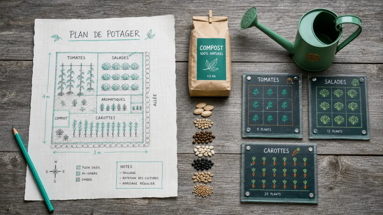 Comment organiser son potager : plan de potager, soleil, rotations, cultures échelonnées