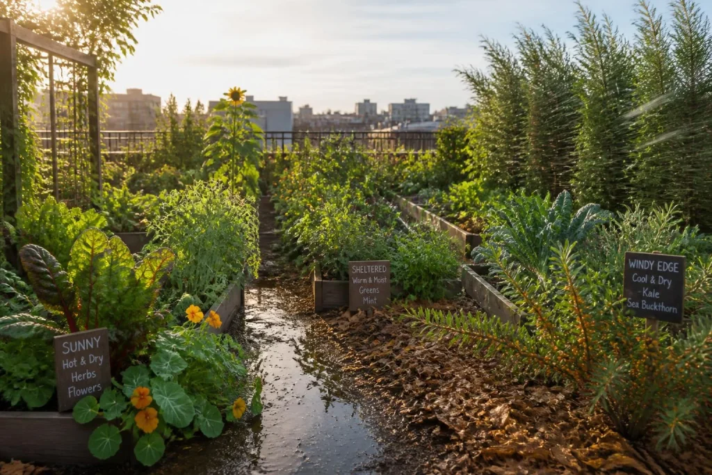 Potager permacole en jardin de ville : microclimats, zonage et erreurs à éviter