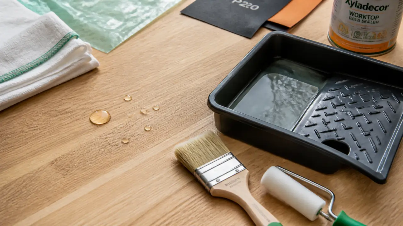 Vitrifier un plan de travail en bois massif : vitrificateur incolore et outils