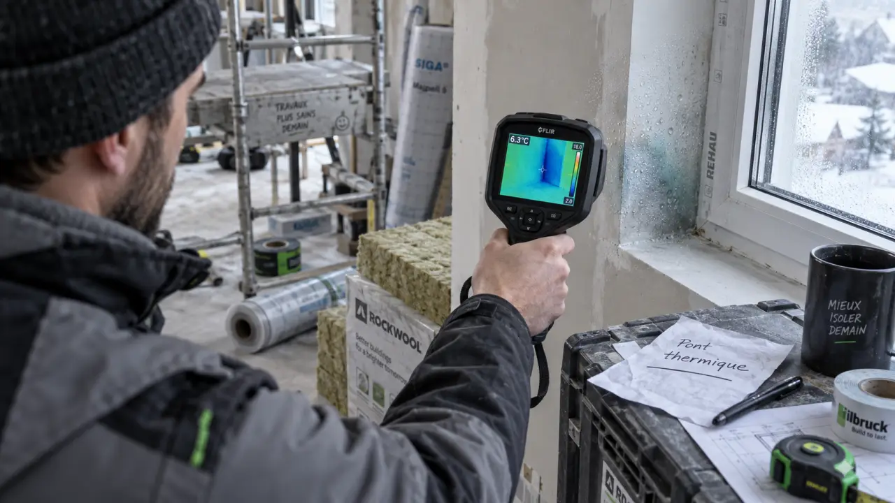 Pont thermique isolation : caméra thermique repère les zones froides