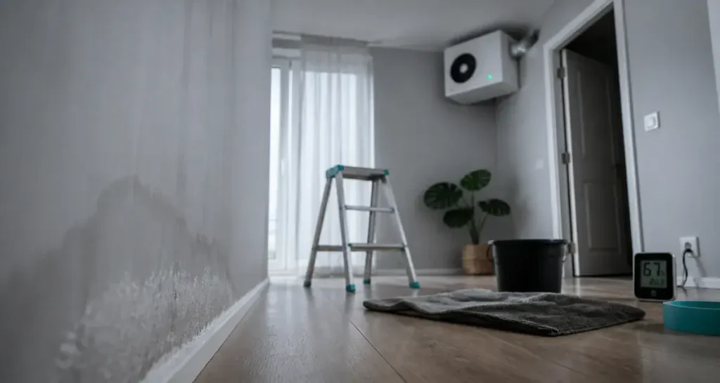 Humidité traitement : auréole humide sur mur