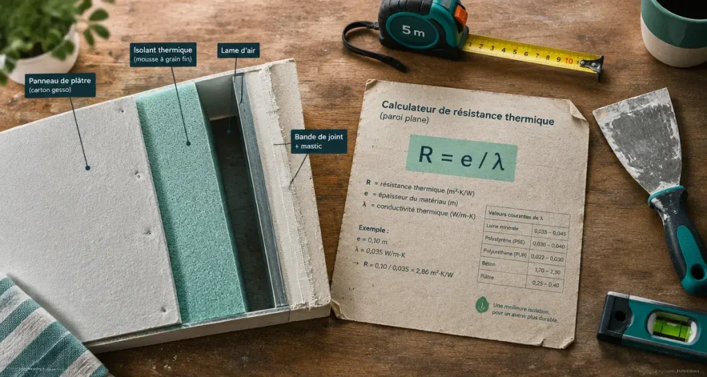 Isolation thermique intérieur : coupe mur avec isolant et gain de confort durable