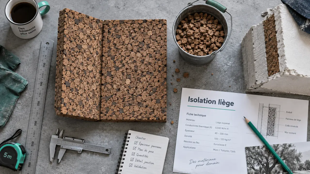 Isolation thermique par le liege : pose de 15 cm sur mur